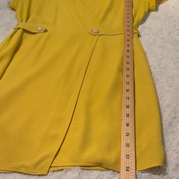 rag & bone Tabitha Dress Yellow Wrap Mini Dress Medium Viscose Short Sleeve - Picture 16 of 16